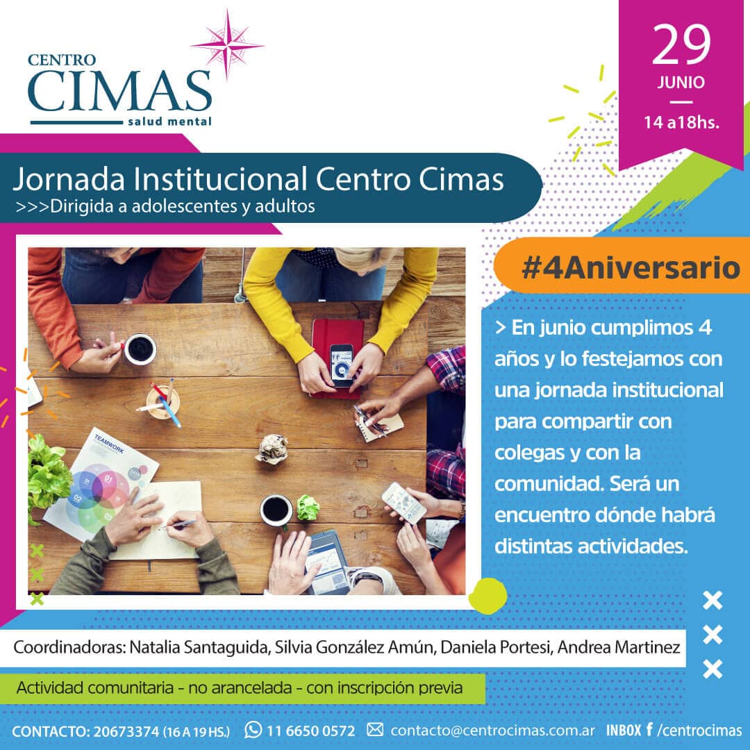 Jornada Institucional Centro Cimas – #4aniversario Jornada Institucional Centro Cimas – #4aniversario